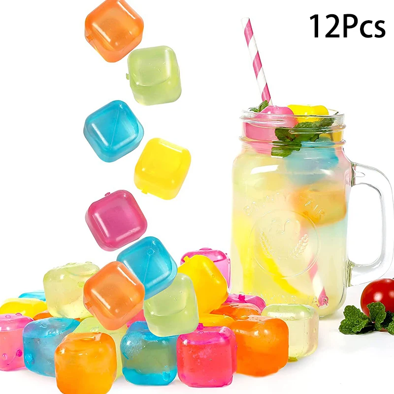 12 Uds. Cubos de hielo reutilizables, cubos de whisky resistentes al desgaste para el verano, accesorios de plástico para cocina y bar