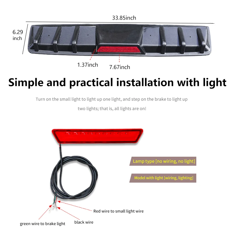 

Car Modified Rear Bumper Spoiler Small Surround Chassis Decoration Sports General Lighting Deflector With Rear Lip