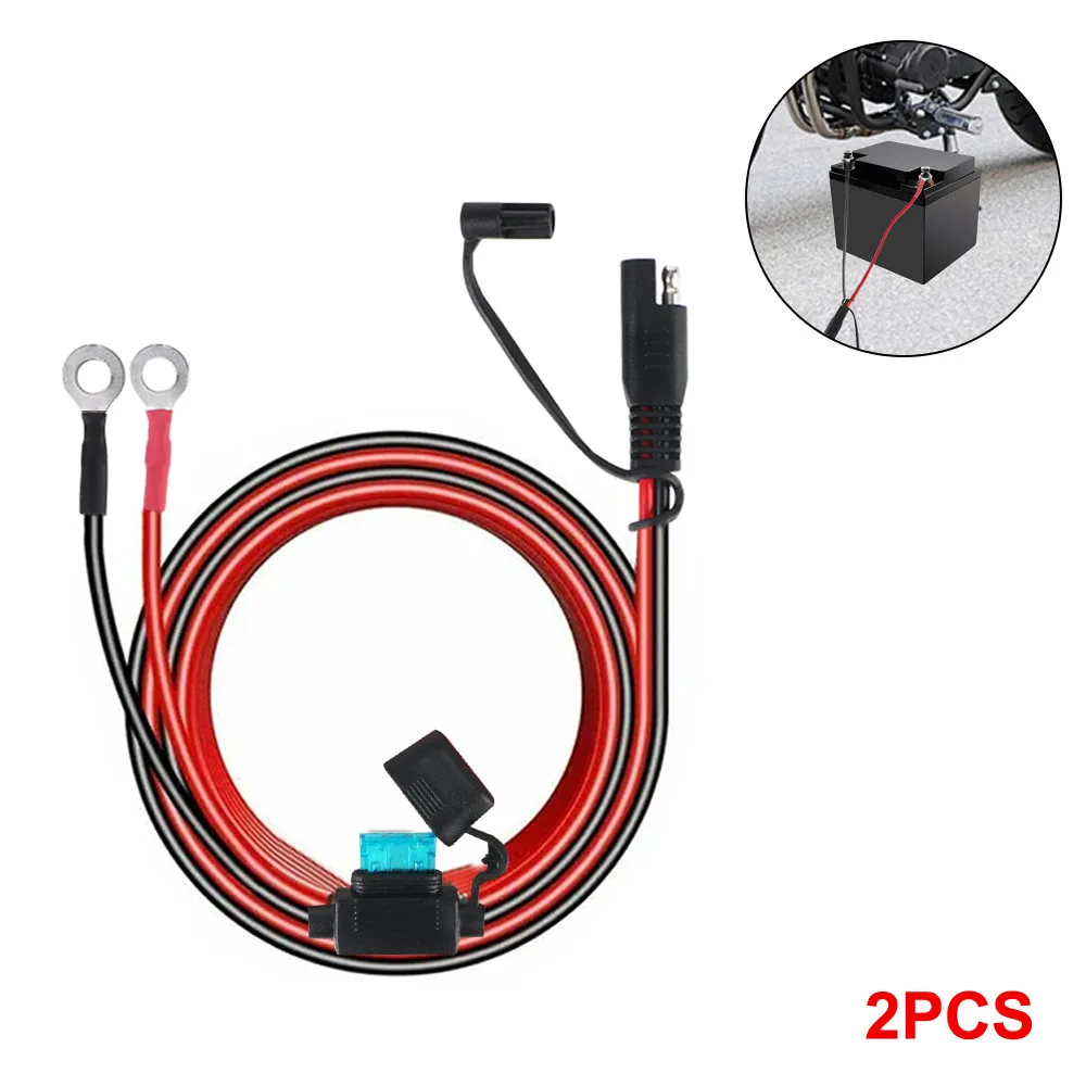 12V Charger Cable 2Pcs Quick Release SAE to O Ring Terminal With 10A Fuse For Motorcycle Battery For Battery Charger/Maintainer