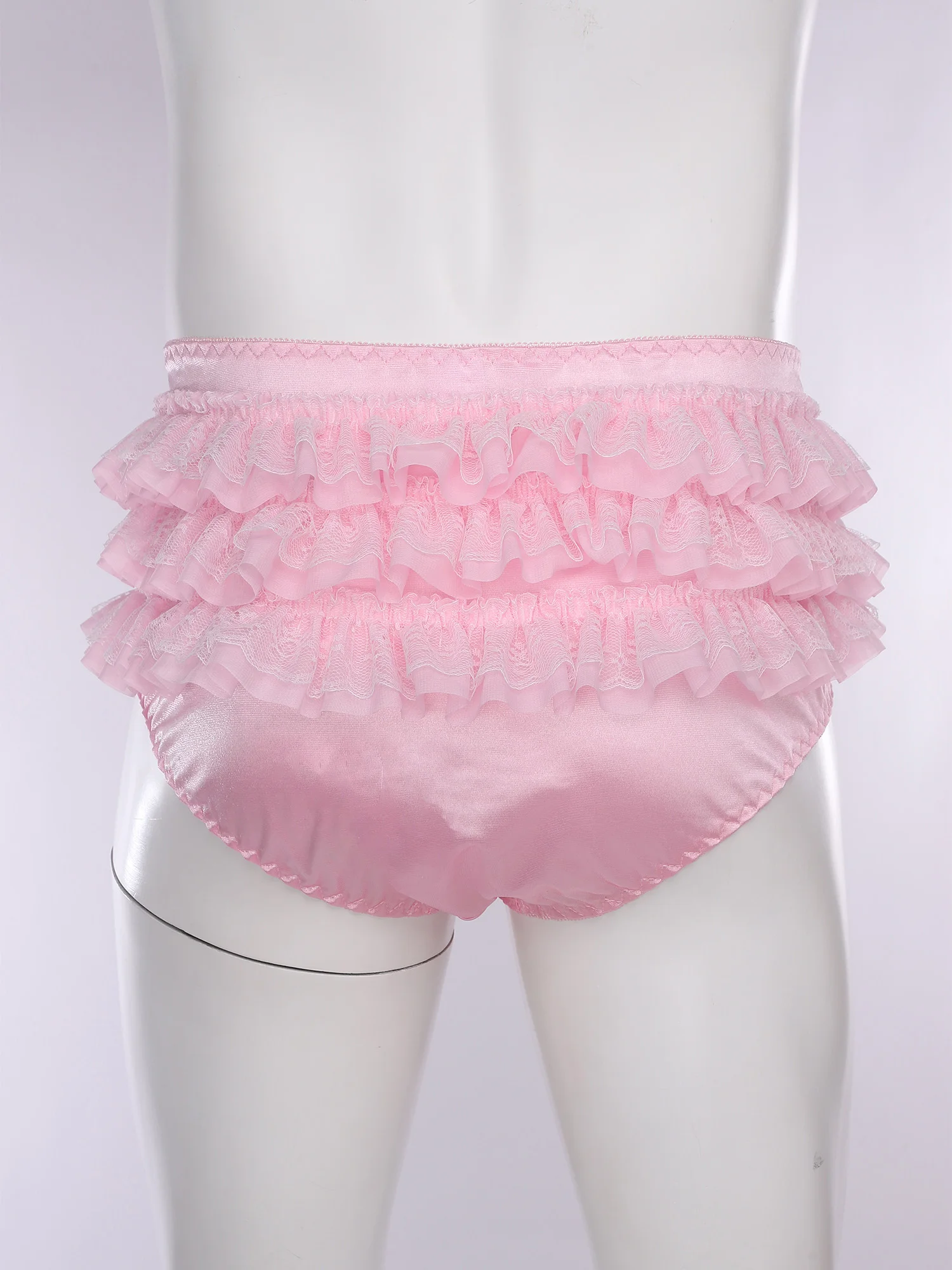 Men's Ruffled Lace Trim Cutout Crotch/Normal Crotch Panties