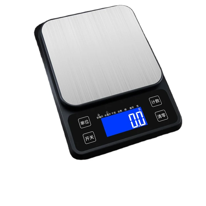 Household stainless steel food baking gram scale 1g precision 10kg platform kitchen scale electronic scale Battery version