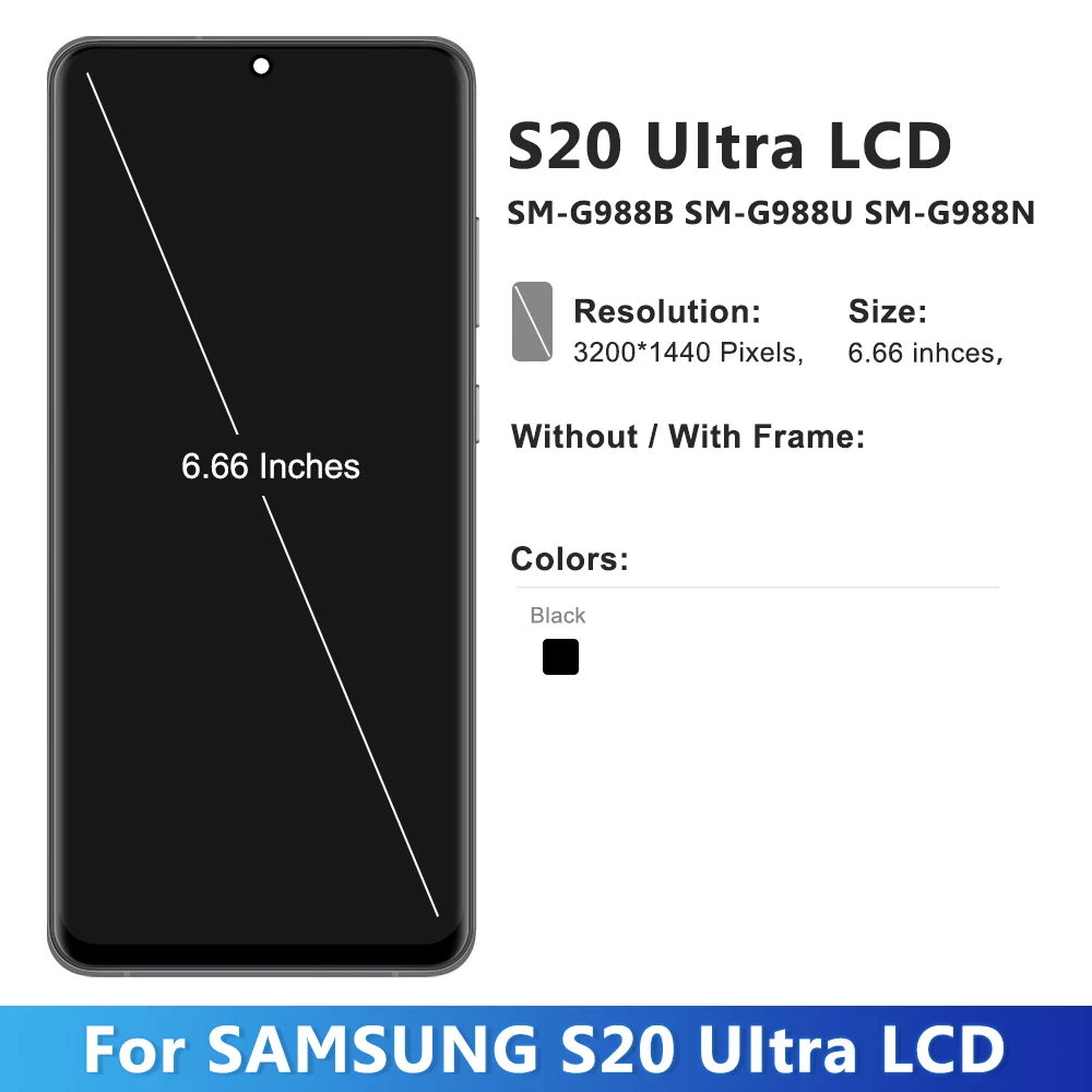 Новый TFT-дисплей samsung s20 ultra, ЖК-дисплей для Samsung S20 Ultra 5G дисплей G998 G988U, сменный сенсорный экран с цифровым преобразователем в