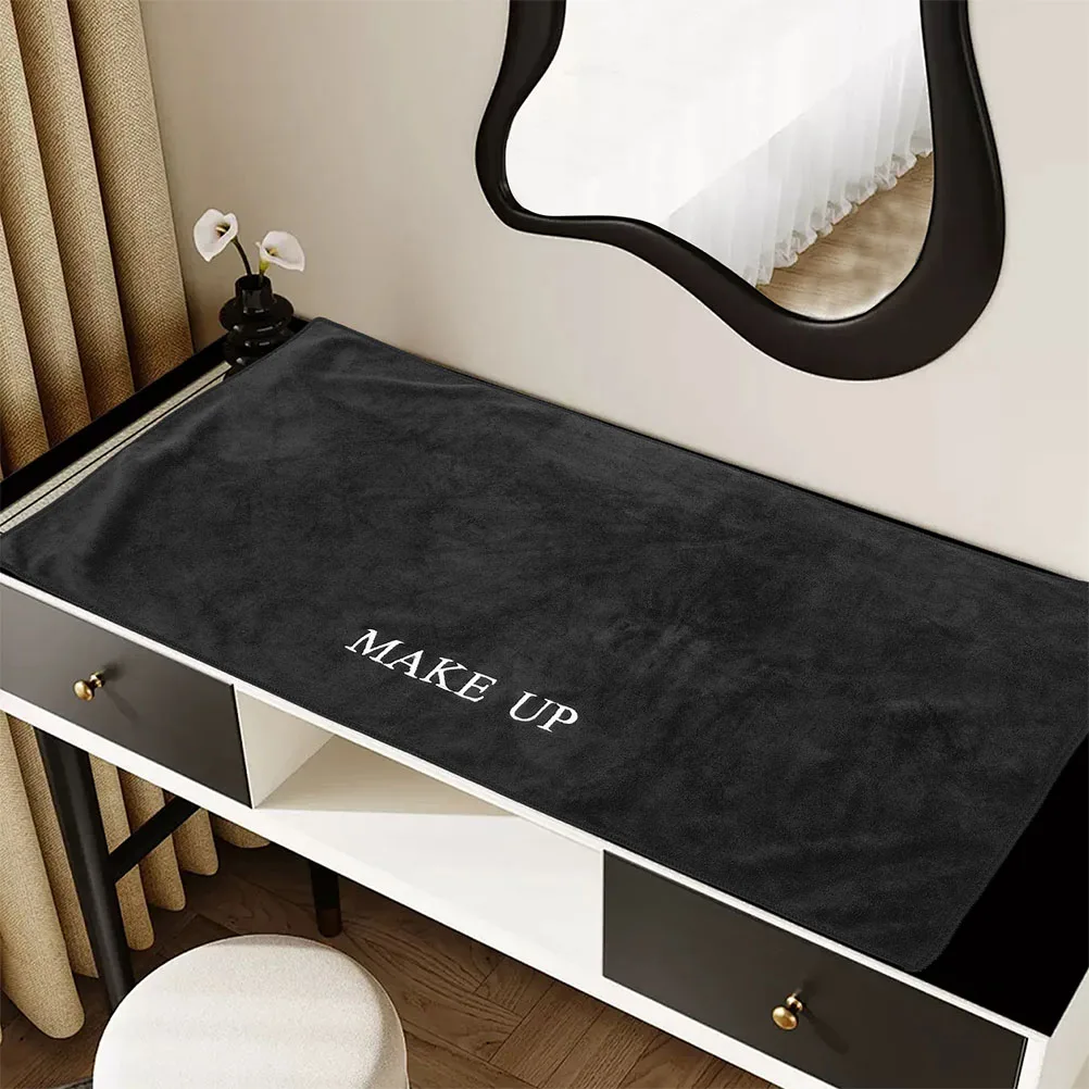 

1PC Black Dressing Table Pad Waterproof Non Makeup Mat for Vanity 120x60cm Fabric Face Towel Makeup Remover Cloth Antislip