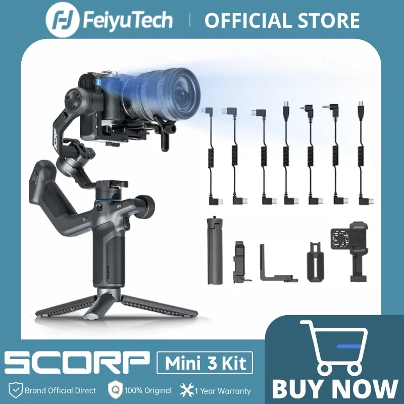 FeiyuTech SCORP Mini-3 Kit All-in-One Gimbal with Built-in AI Smart Tracking 2.0kg Load, for Mirrorless Action Camera Smartphone
