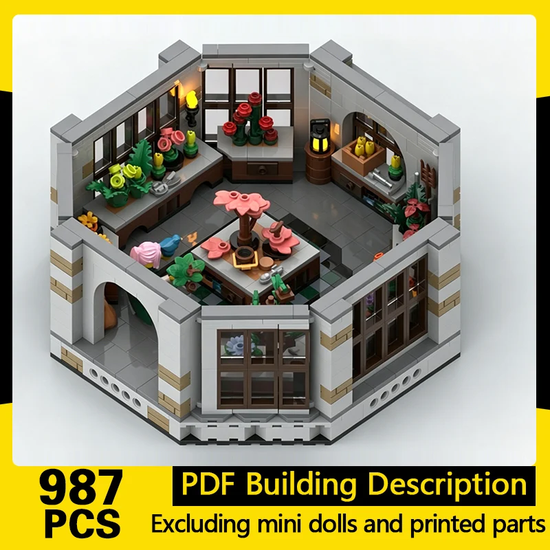 

Medieval Castle Model MOC Building Bricks Hexagonal Garden Modular Technology Gifts Holiday Assemble Children Toys Suit