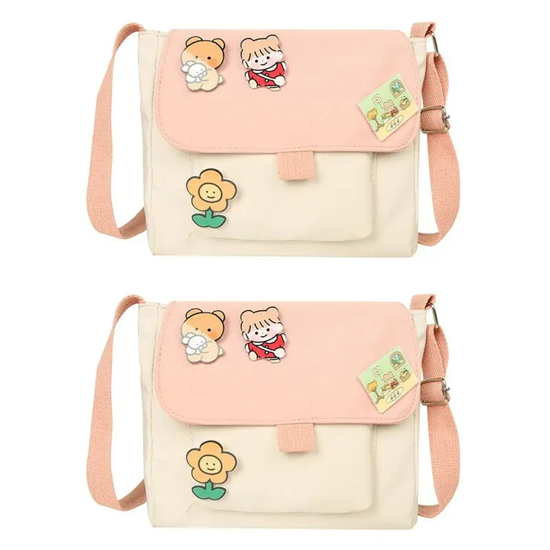 

ABRT-2X Korean Cute Small Bag Soft Sister Girl Heart Soft Shoulder Bag Japanese Harajuku Messenger Bag Woman Pink