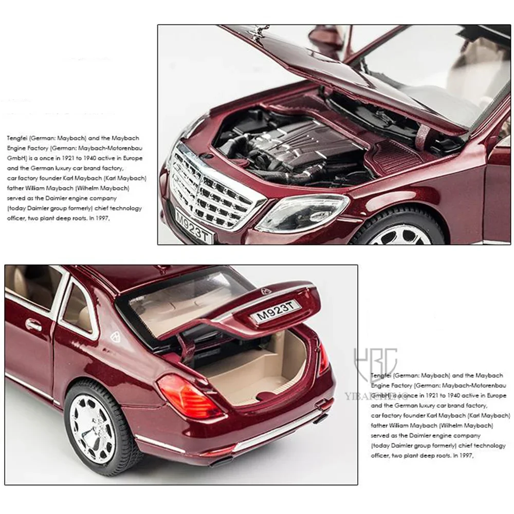 1:24 Maybach S600 Legierung Autos Spielzeug Modelle Druckguss 6 Türen geöffnet mit Licht Sound Fahrzeug Rad zurückziehen Auto Kinder Festival Geschenke