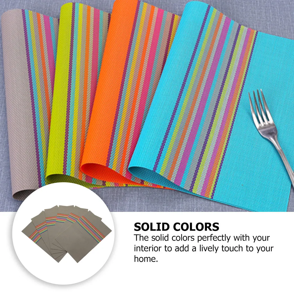 

6pcs PVC Anti Skid Insulation Washable Heat Resistant Foldable Home Kitchen Heat Insulation Placemats Dining Table Mats