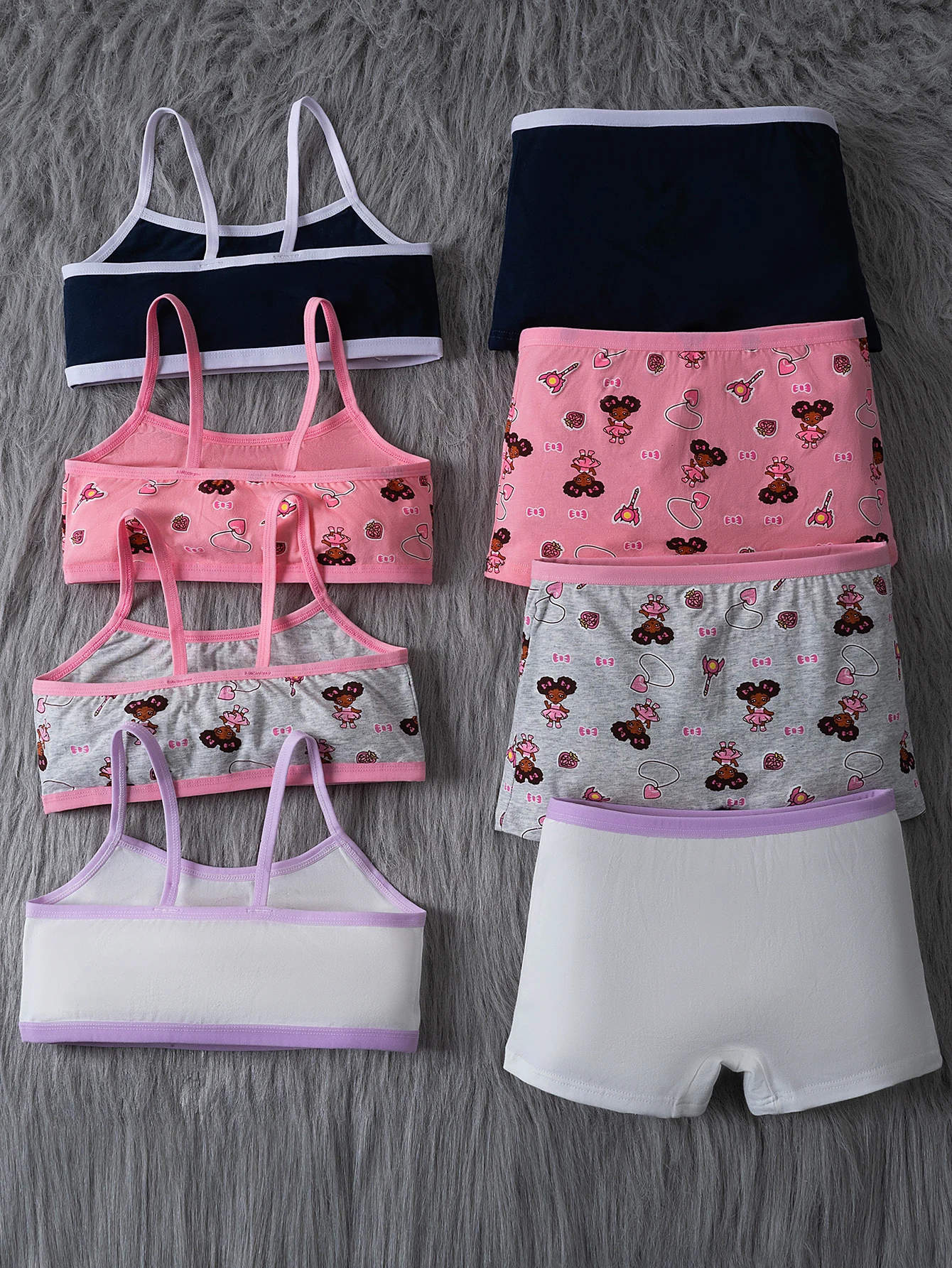 4 sets/8 pieces girls' underwear set, short camisole development bra for girls, girls' underwear 8-piece set, soft and stretchy, - view 2