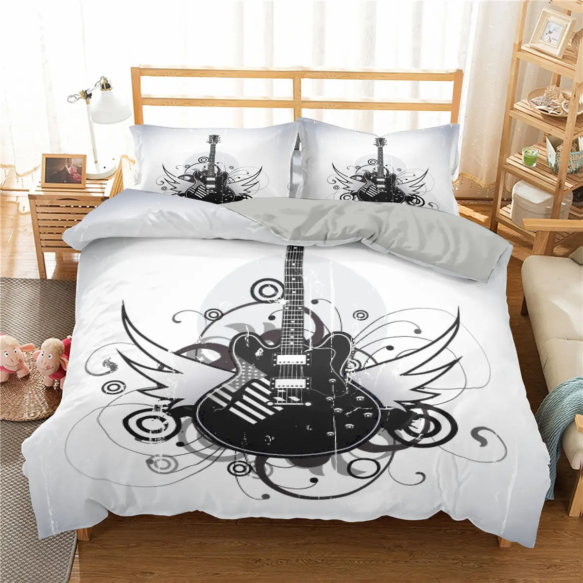 

Guitar Style Individuality 3D Digital Printing Bedding Set Duvet Quilt Cover Bed Double Bed Bedrooom Queen King Size 210X210