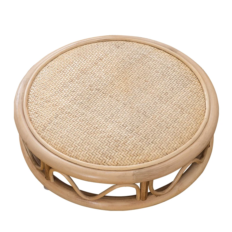 Japanese Style Tatami Mat Buddhist Meditation Chair Without Legs Home Living Room Low Stool Tea Room Rattan Backrest Cushion