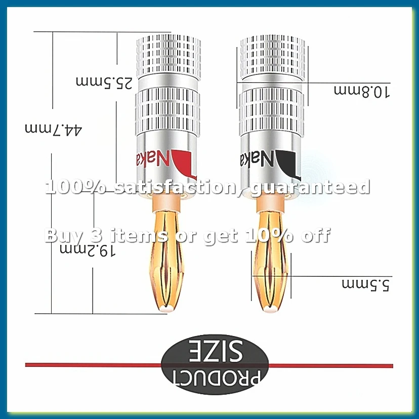 Banana Plug 24K Gold Plated 4mm Connector 100Pcs Male Speaker Audio Wire