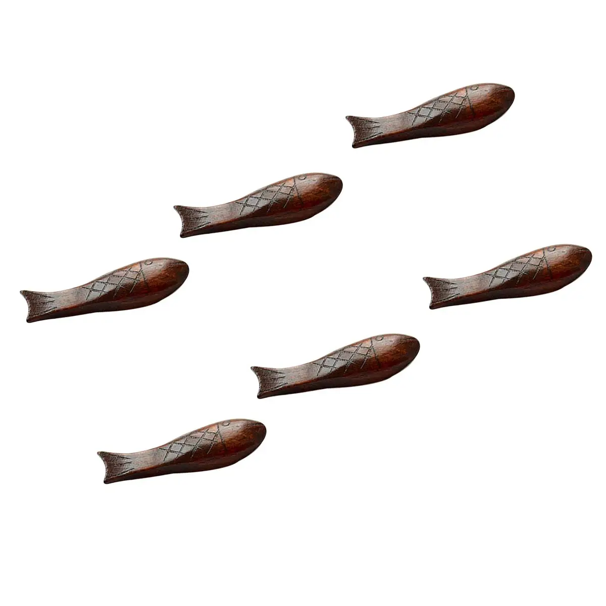 

6 Pcs Chinese Style Chopstick Holder Small Fish Reusable Chopsticks Wooden Stand Rests