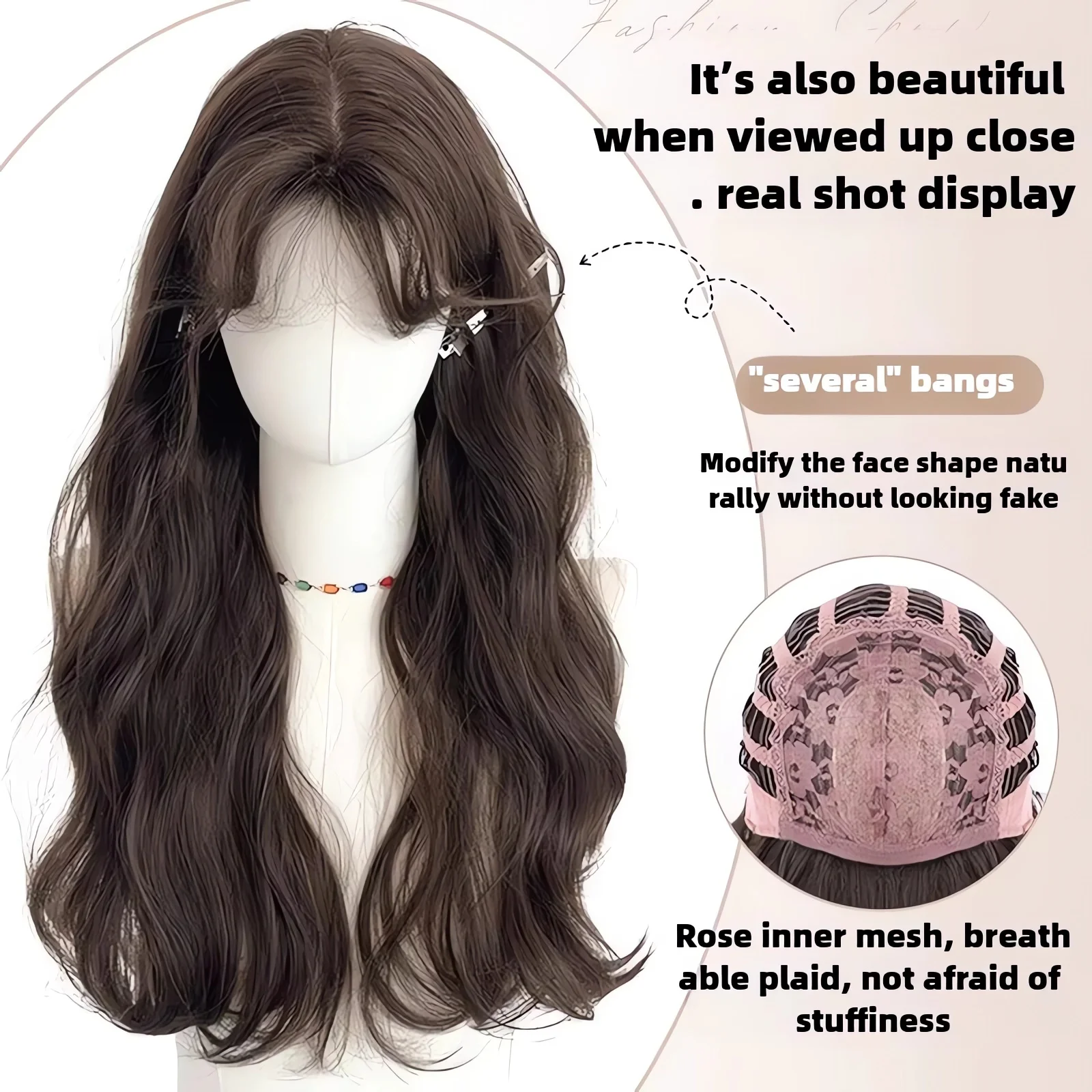 Curly Wig Brown Long 24inch Headband Wigs for Women Natural Soft Heat-resistant Fibres Lace Front Synthetic Wigs for Daily Use가발