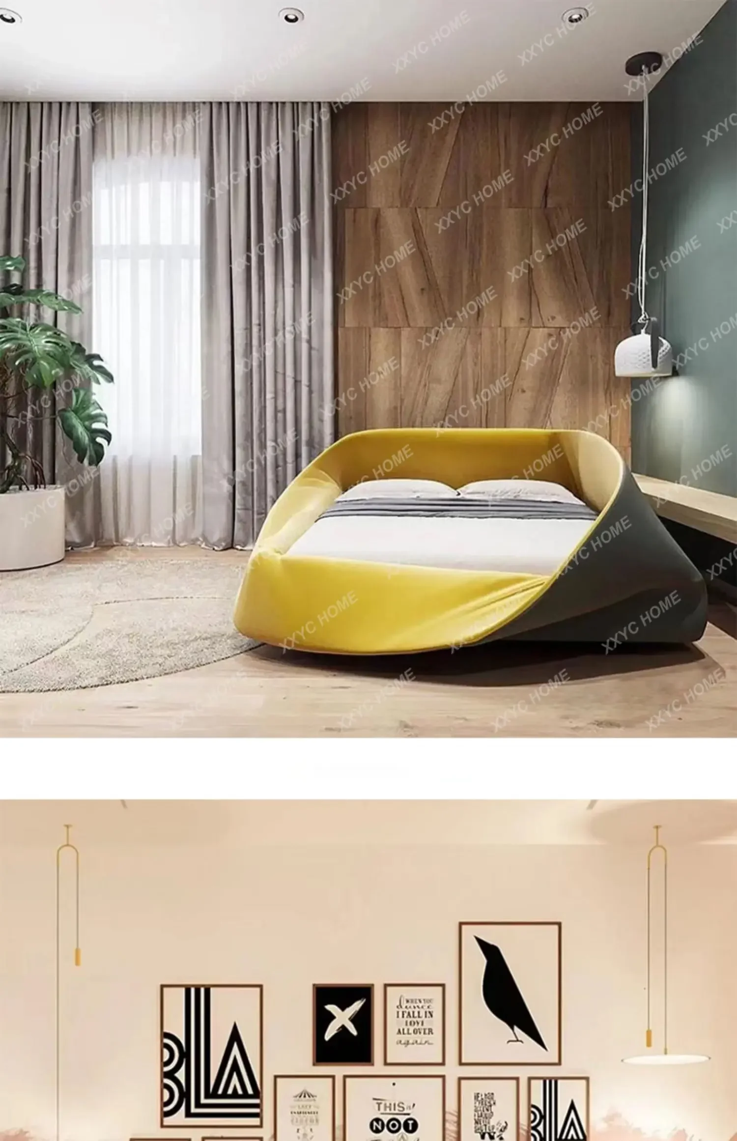 Bird Nest Bed Large Fabric Bed Modern Minimalist Double  Creative Set 1.8M Marriage Bed