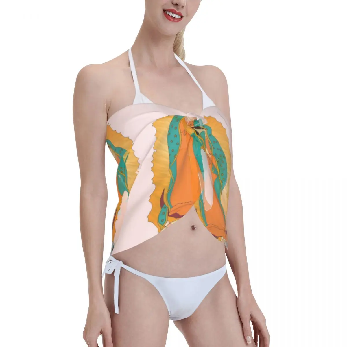 Sarongs courts personnalisés pour femmes, enveloppe de plage, impression vierge marie en 3D, pour maillots de bain, robes portefeuille pour Bikini, Cover-up pour maillot de bain