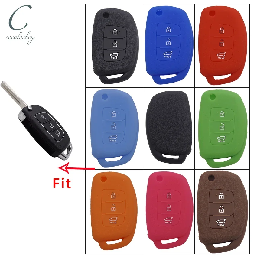 Cocolockey Silicone Car Key Case for HYUNDAI HB20 Ix45 IX35 Santa Fe Flip Remote Key Cover Case 3 Button Fob Car Styling