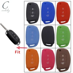 Cocolockey Silicone Car Key Case for HYUNDAI HB20 Ix45 IX35 Santa Fe Flip Remote Key Cover Case 3 Button Fob Car Styling