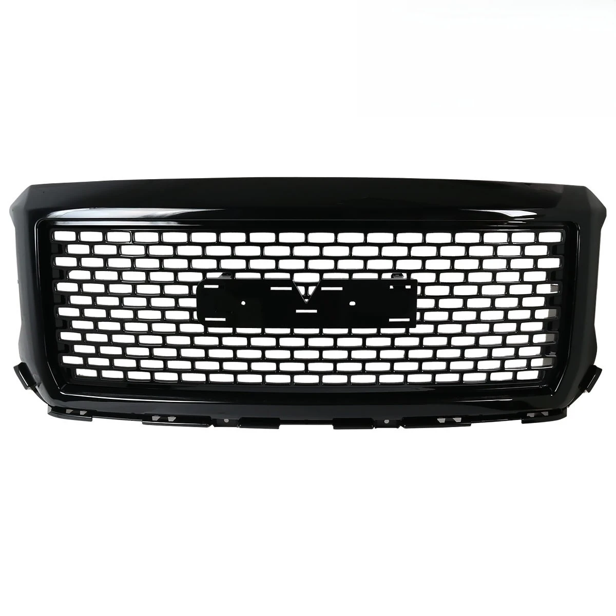 

Hood Grille Fits 2014-2015 GMC Sierra 1500 Glossy Black Front Denali Style