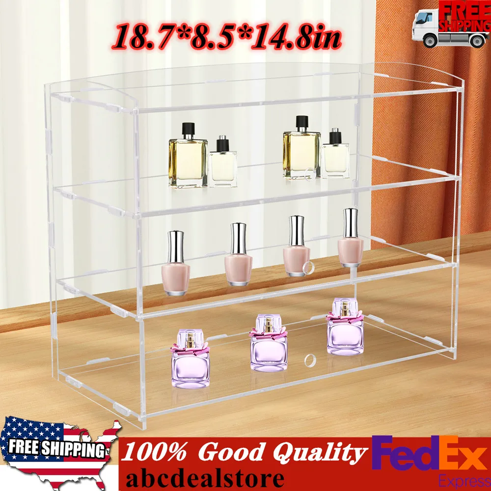 

3 Tiers Acrylic Display Case Countertop Bakery Display Cabinet Cookie Candy Storage Shelves Showcase for Cupcake Collectibles