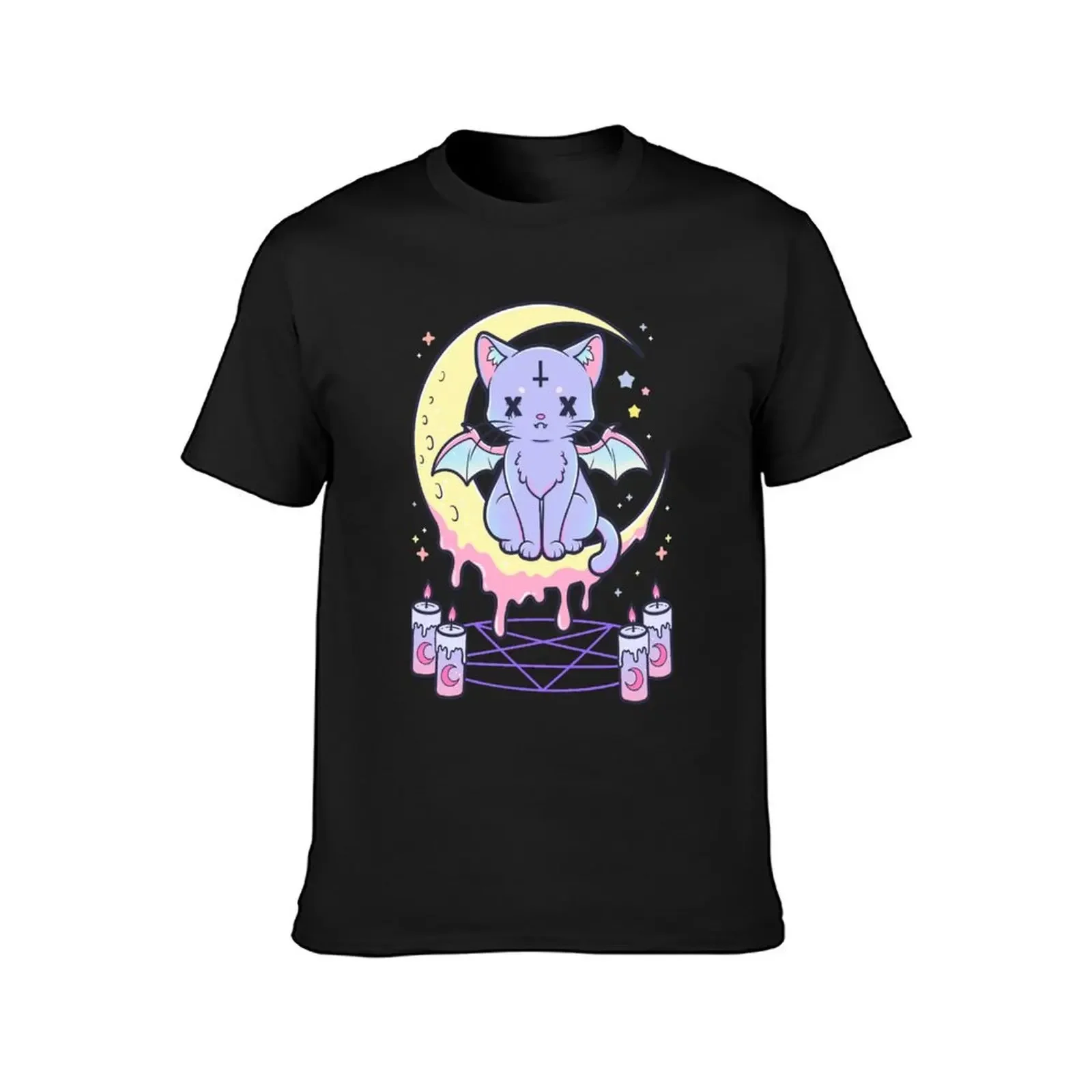 Kawaii Pastel Goth Cute Creepy Occult Cat T-Shirt boys whites Men's cotton t-shirt