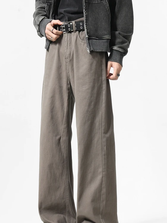 

Американская уличная одежда в стиле ретро, коричневые джинсы, мужские летние тяжелые прямые повседневные брюки с высокой талией, отбеленные водные брюки