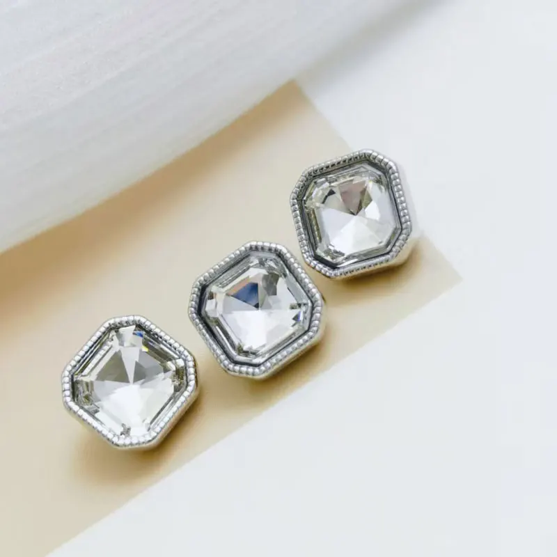 Quadratische Strass-Metallknöpfe, Hemdknöpfe, Dekoration, Nähzubehör, Nähknopf, DIY, Handarbeit, 10 Stück, 10 mm – Detail 4