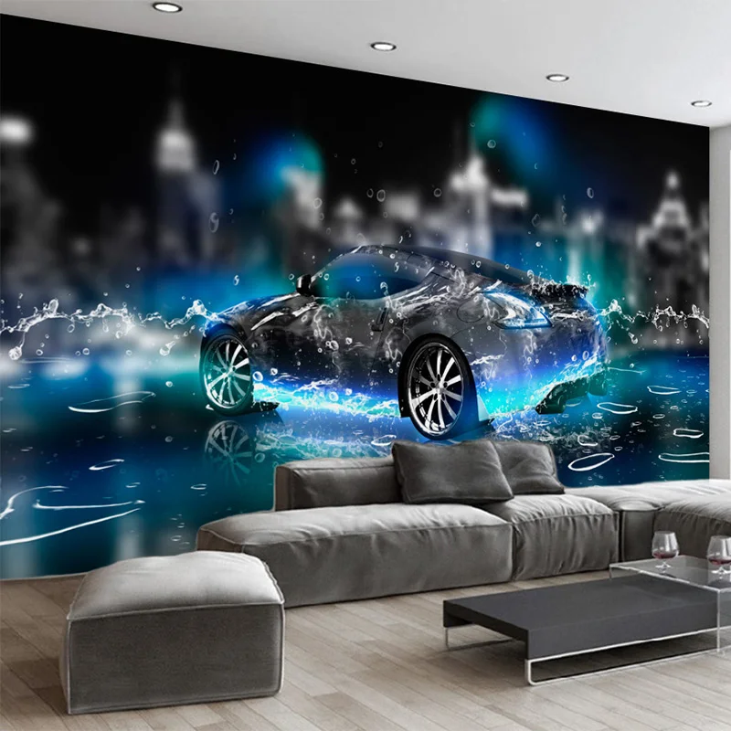 Customized products 3D Wallpaper Modern Cool Sport Car Photo Wall Living Room Kid's Bedroom Wall Children Cartoon 3D Mural Decor