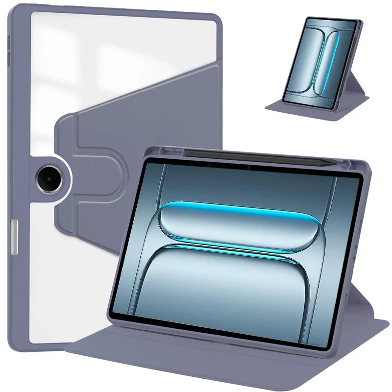 

For OnePlus Pad Lite Case with Pencil Holder 360 Rotating Acrylic Clear Hard Tablet Funda For OnePlus Pad Lite 11 inch 2025 Case