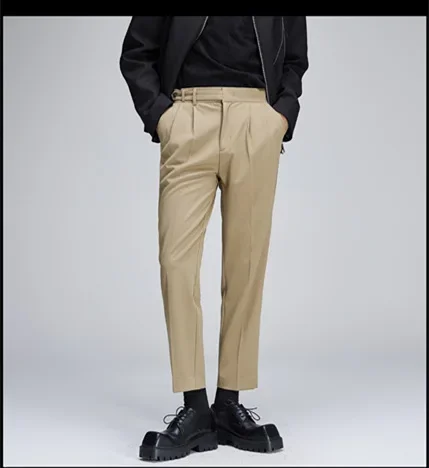 British Style Men's Slim Fit Business Casual Suit Pants Fashion Retro Designer Straight Leg Suit Pants Y2k Streetwear