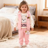 3PCS Outerwear Outfits Boys And Girls Clothing Set Tricken Fleece Children Hooded Tops Vest Pants Kids Toddler Warm Costume Suit