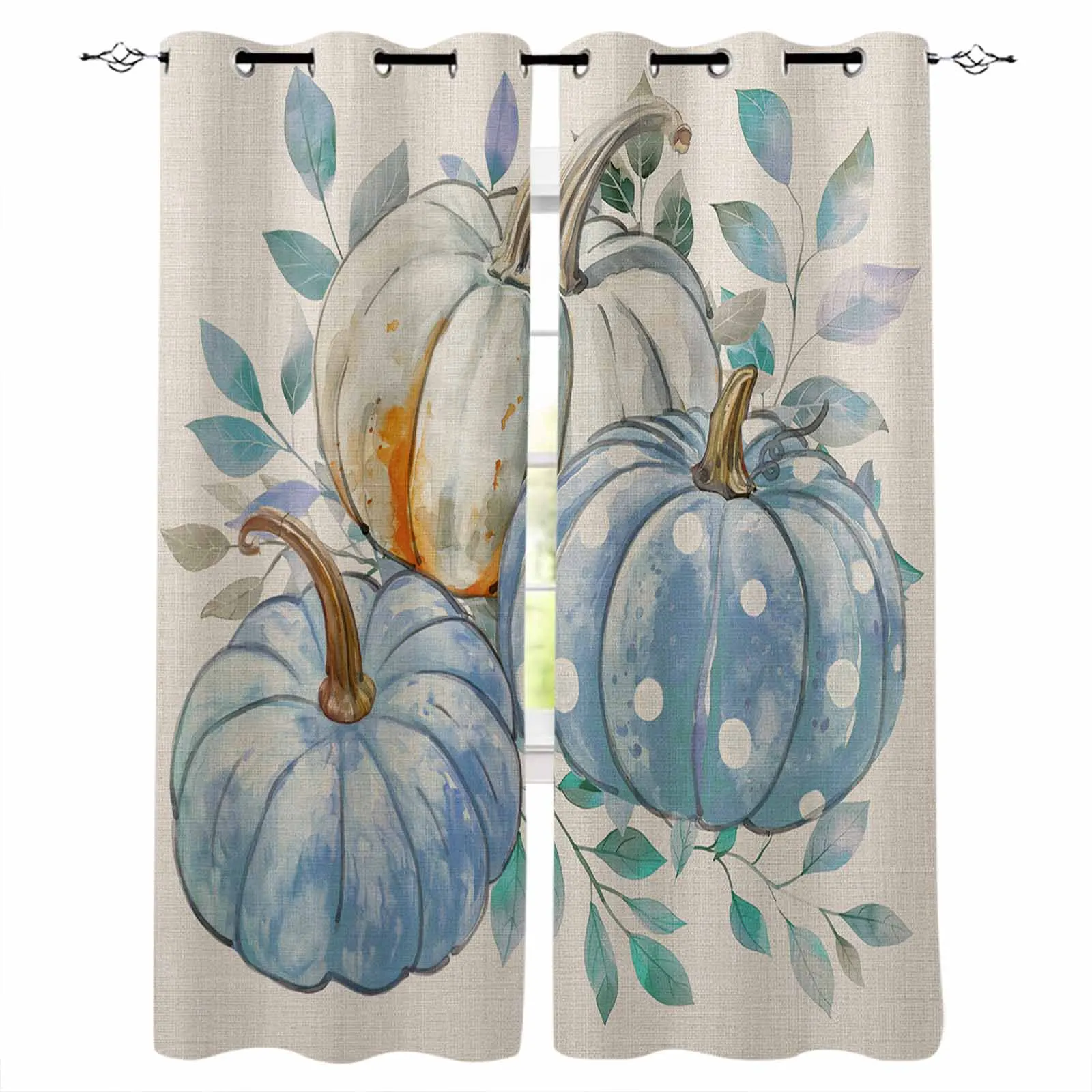 Autumn Thanksgiving Pumpkin Curtains For Living Room Kids Bedroom Window Curtain Balcony Hall Drape Long Cortinas