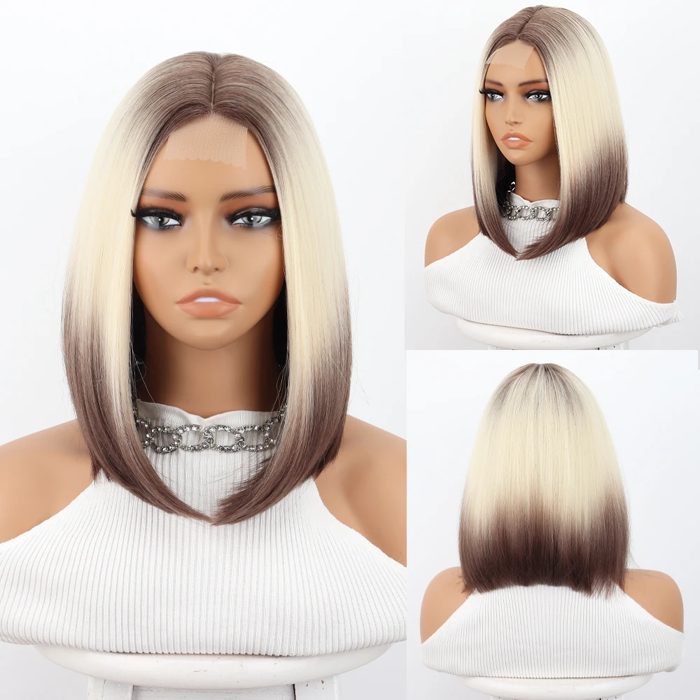 Belle Show Short Bob Wigs With Small Lace Synthetic Black Brown Blonde Natural Daily Cosplay Party Women Wig