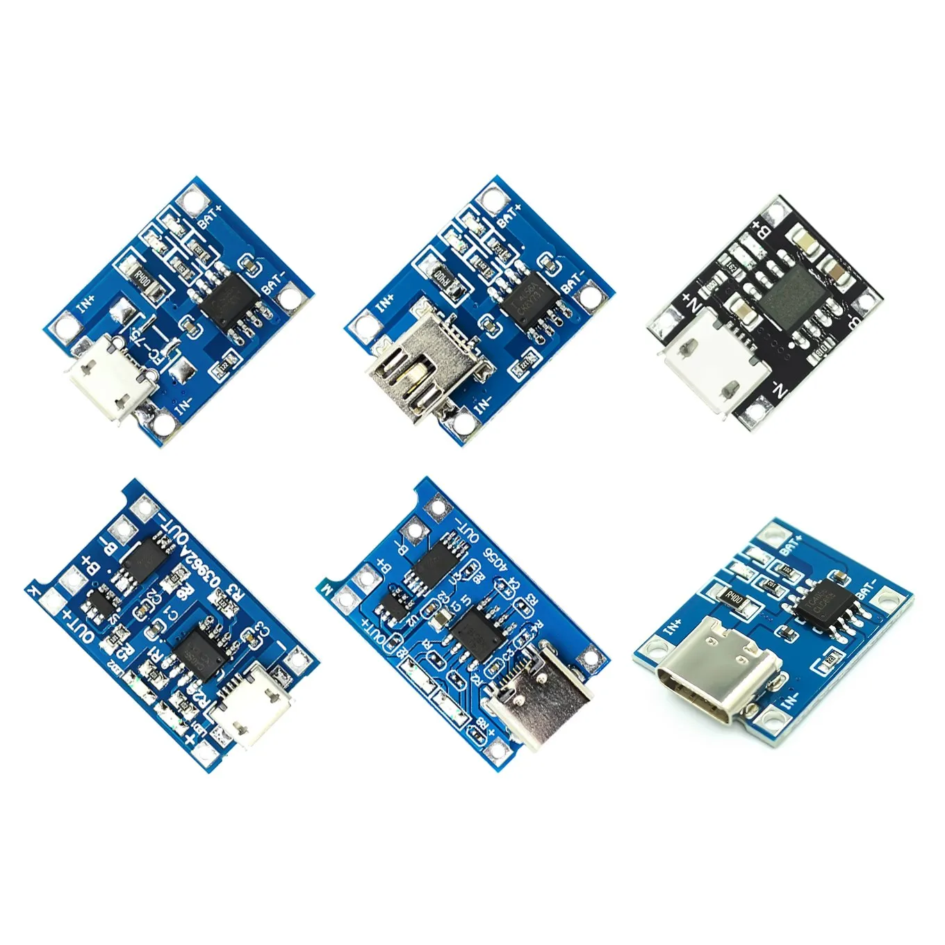 5pcs TYPE-C/Micro/MiniUSB 5V1A 18650 For TP4056 Lithium Battery Charger Module Charging Board With Protection Dual Functions 1A