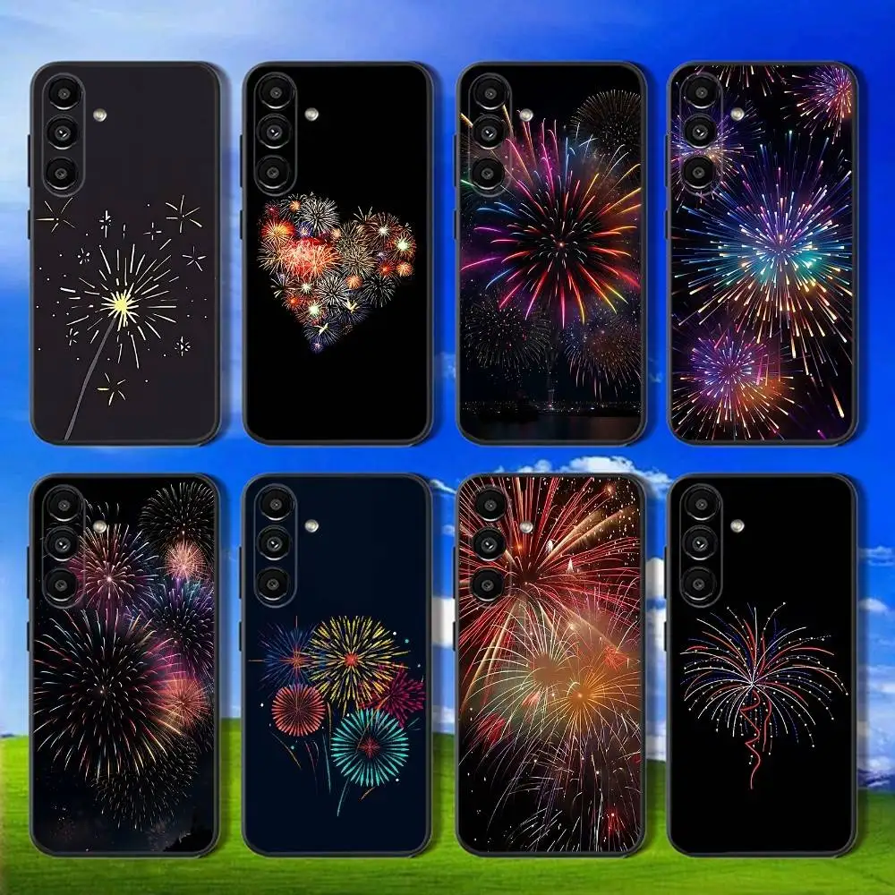 

Phone Case For Samsung Galaxy A13,A21s,A22,A31,A32,A52,A53,A71,A80,Colorful Fire-works-s Soft Black Shell