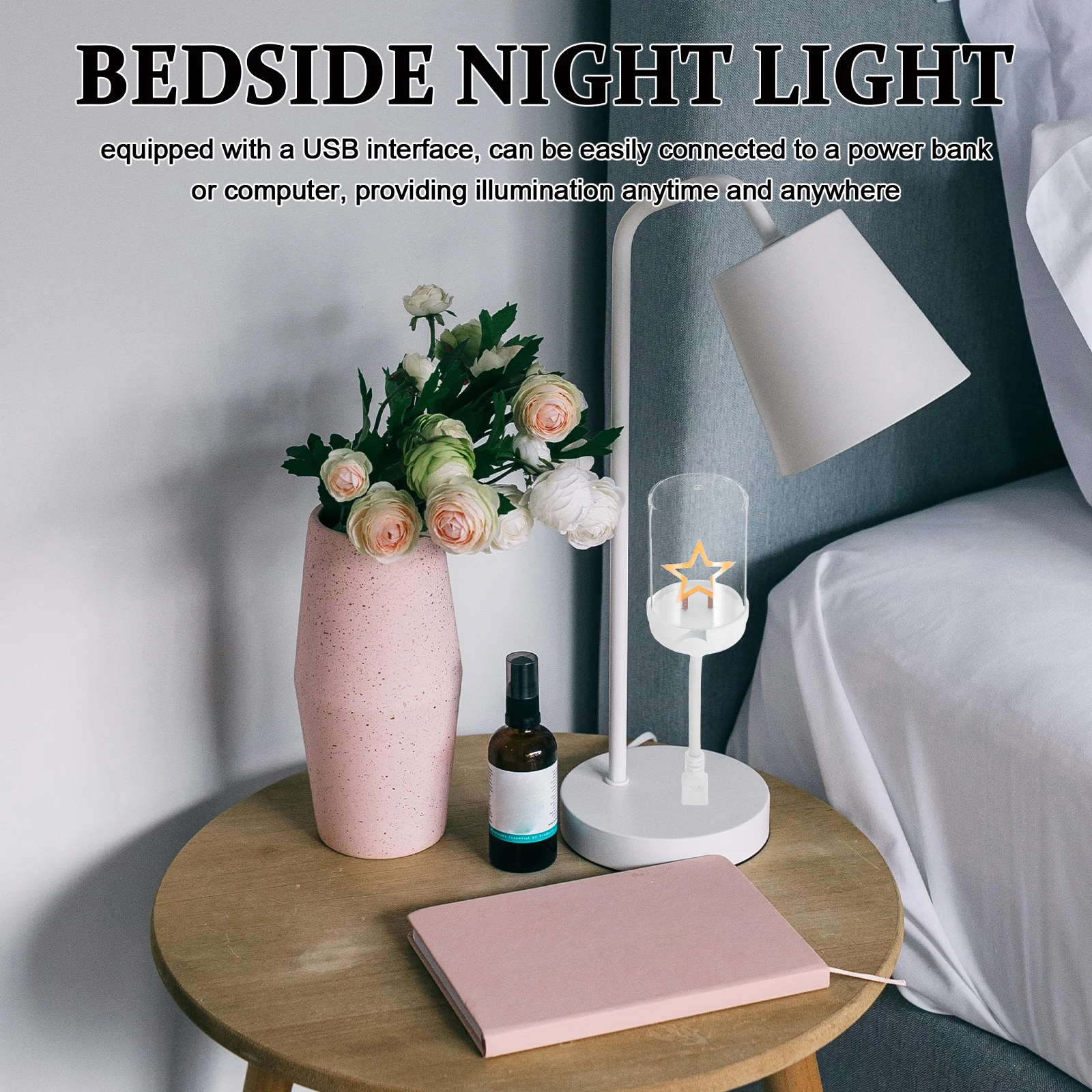 

Tungsten Wire Night Light Bed Side Table Lamp Chargeable Desktop Twig Cute Bedside Lamps Small for Bedroom USB Travel