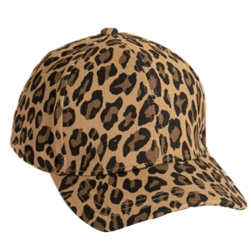 Trendy Leopards Print Adjustable Cotton Baseball Caps For Women Sporty Curved Brims Breathable Summer Outdoor Hat