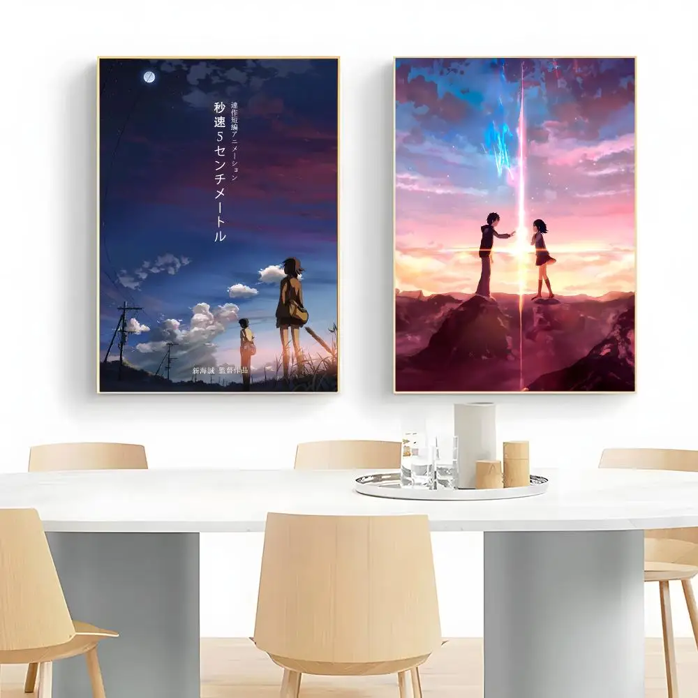 Romantic Anime F-5 Centimeters Per Second Poster Frameless Peel-and-Stick Removable Wall Art Print