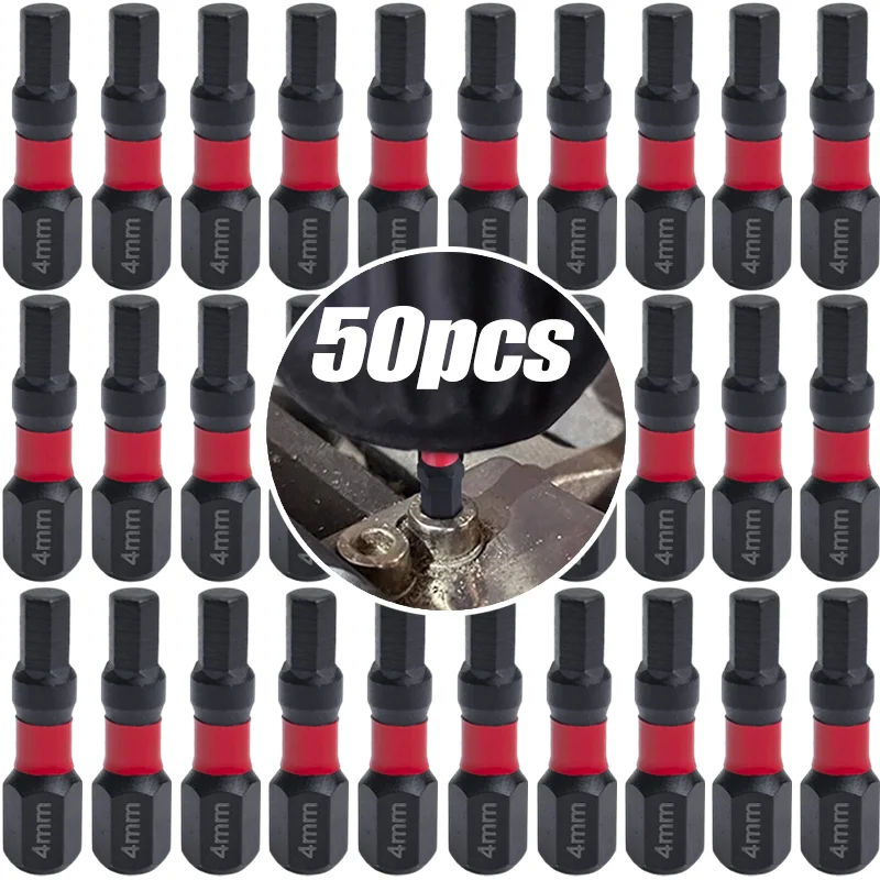 1-50pcs S2 Steel Metric Magnetic Screwdriver Bit Hex Head Allen Wrench Drill Bit Set Screw Driver Drill Bits Impact Hand Tools