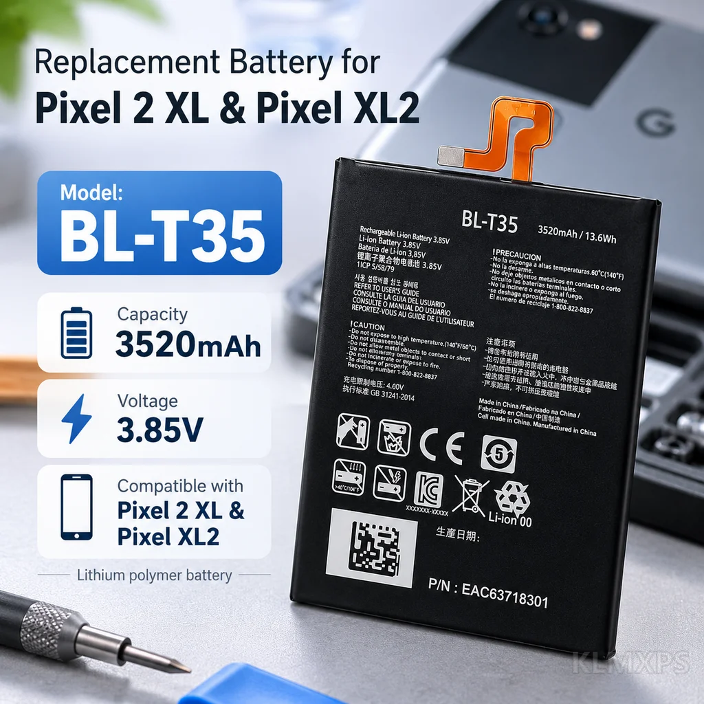 Phone Replacement Battery BL-T35 for Google Pixel 2 XL 2018, Built-In Lithium Battery for Mobile Phone Repair and Replacement