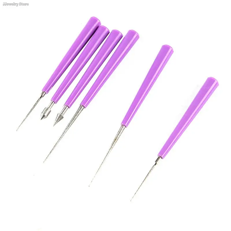 1/4pcs Diamond Pearl Glass Beads Tipped Reaming File Reamer Jewelry Tools Diamond Needle File Sets Beading Hole Enlarger Tools