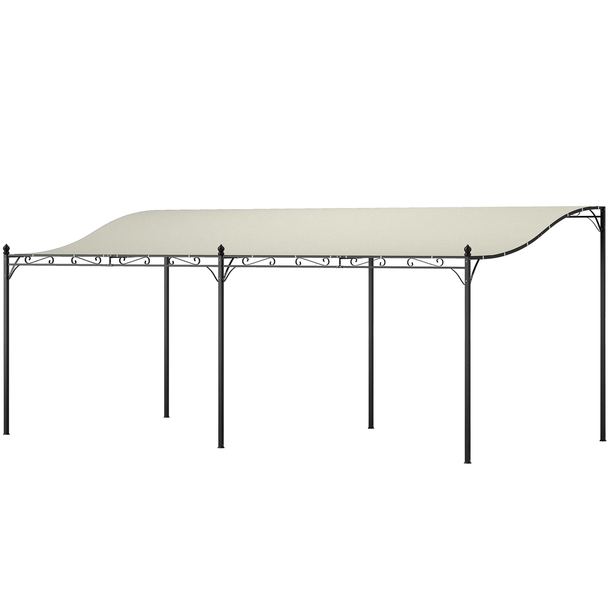 Pergola murale Outsunny 3x6 m avec toit incliné, structure métallique