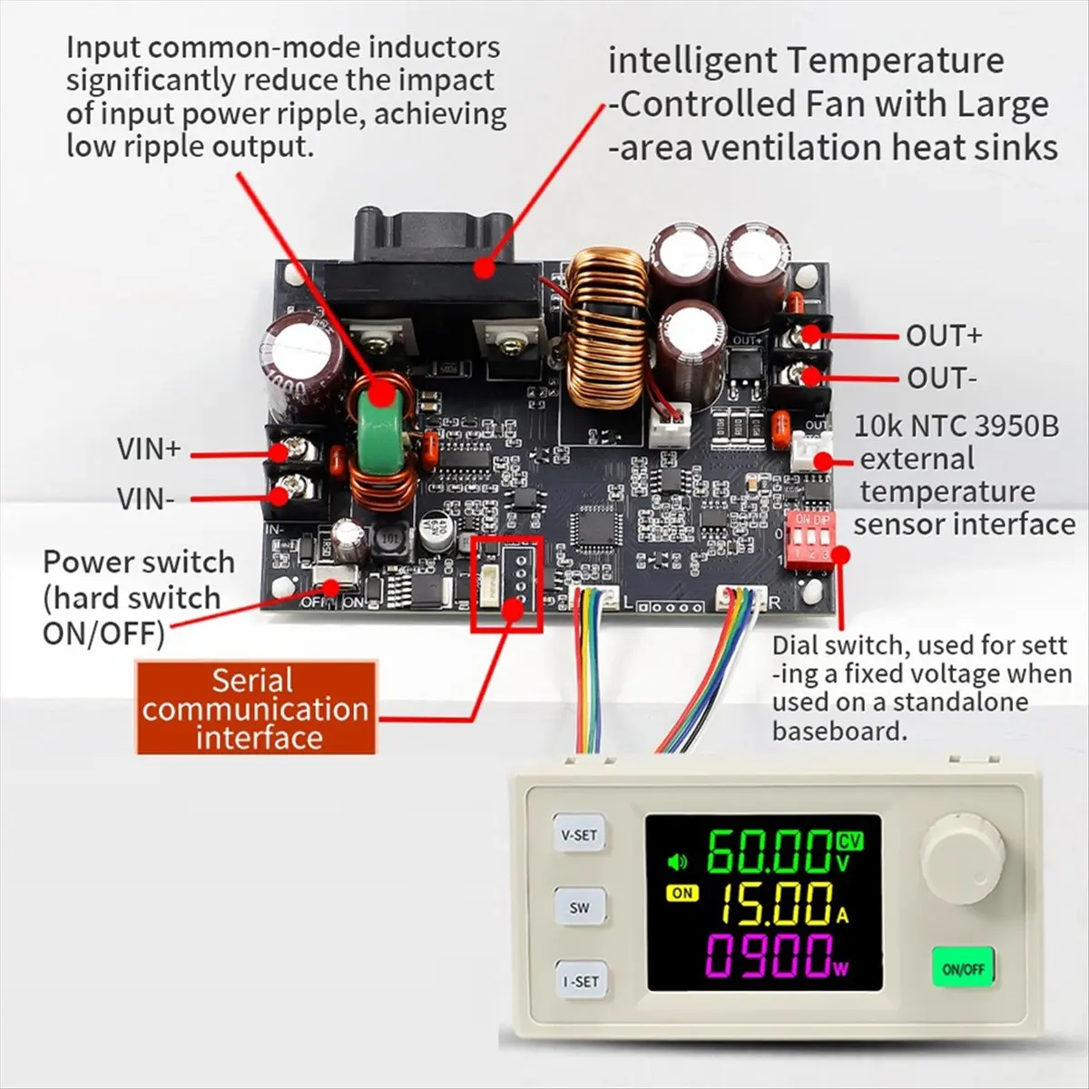 ^&*Summer sale- XY6015LV CNC Adjustable DC Power Supply Constant Voltage Constant Current Maintenance 15A/900W Step-Down Module