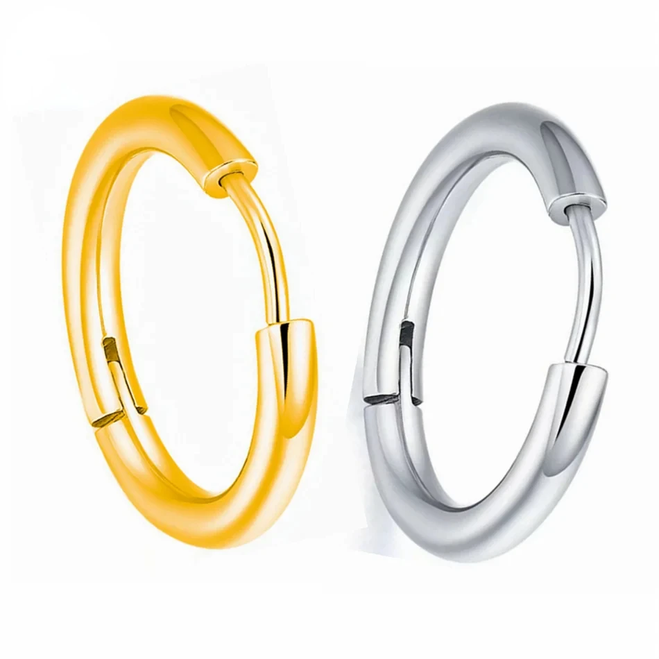 2 قطعة G23 التيتانيوم هوب أقراط للرجال النساء فتاة 8 مللي متر 10 مللي متر 12 مللي متر 14 مللي متر دائرة مستديرة حلَق أذن هيبوالرجينيك الأولى ثقب المجوهرات