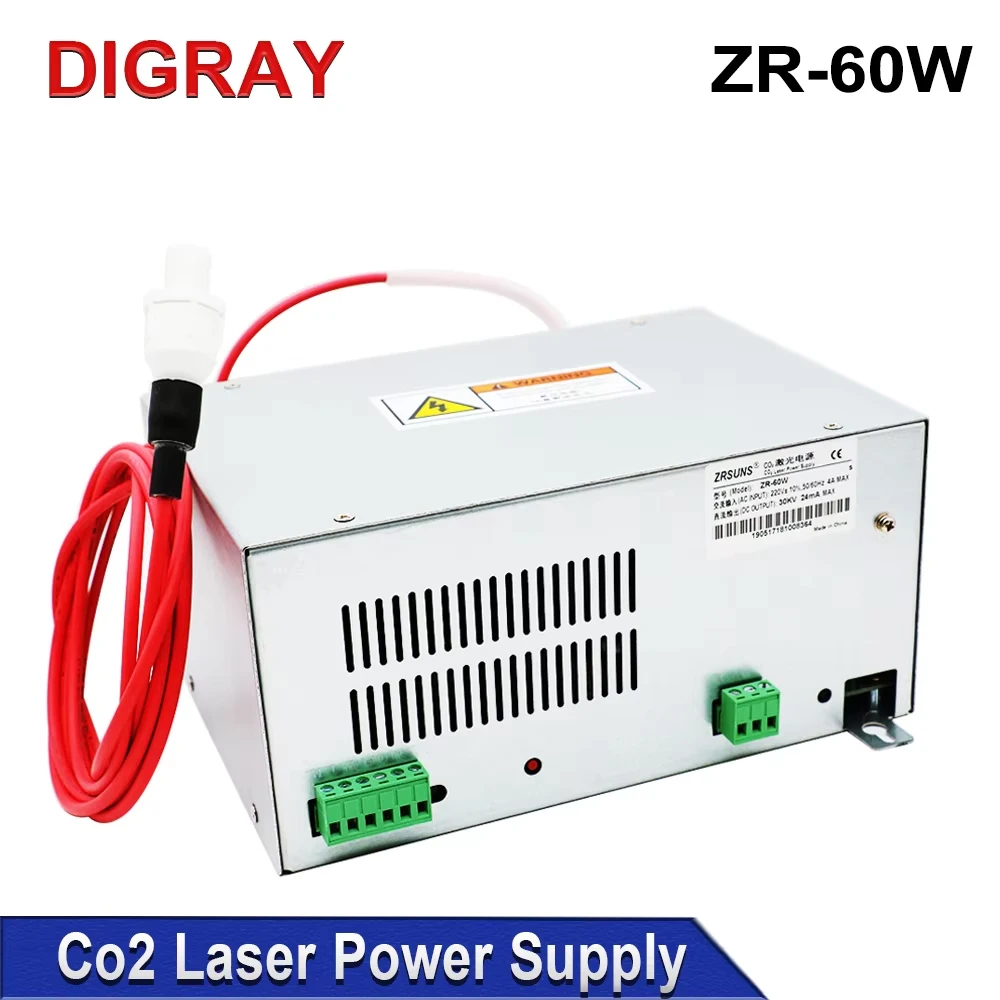 DIGRAY ZRSUNS-60W Laser Power Supply for 50W 60W Co2 Glass Laser Tube Engraving and Cutting Machine 2 Years Warranty.