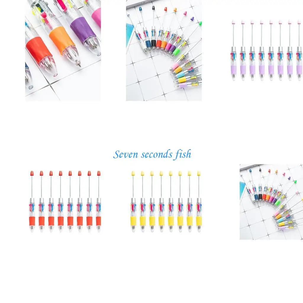 

L74B 10Pcs Multicolored Ballpoint Pen 4 Color in 1 Beadable Pen 4 Color in 1 Retractable Ballpoint Pen for Student Teacher