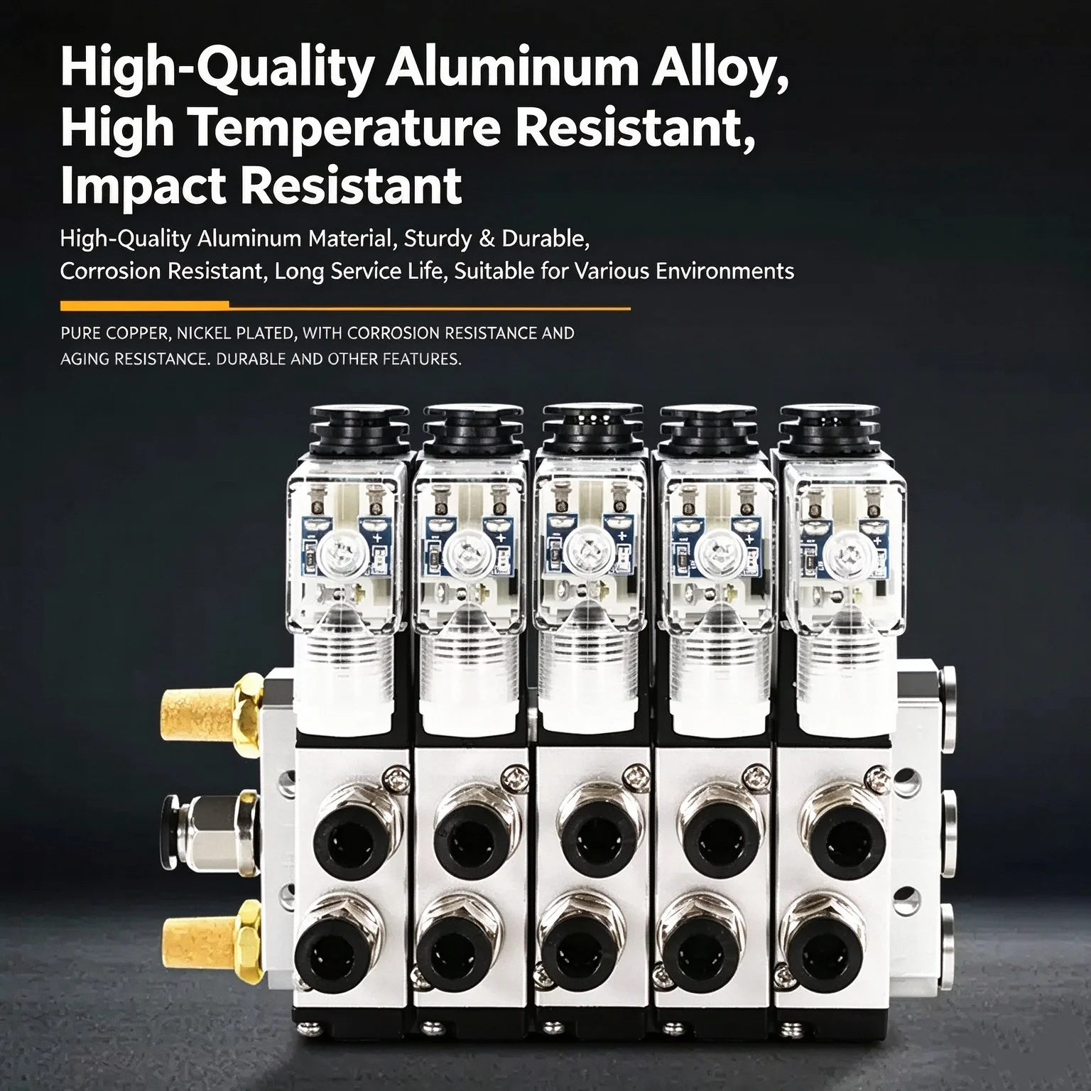 4V210-08 Pneumatic Solenoid Valve Block Multi Option 2/3/4/5/6/8/10 Way 12/24V DC 110/220V AC with Muffler Fitting Base Manifold