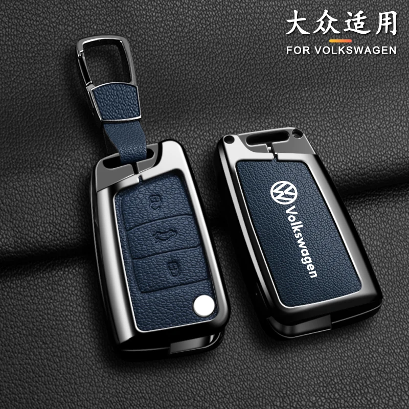 Zinc Alloy Car Leather Key Cover Case Holder Protector Shell Fob For VW Volkswagen Golf 7 MK7 Tiguan MK2 Keychain Accessories