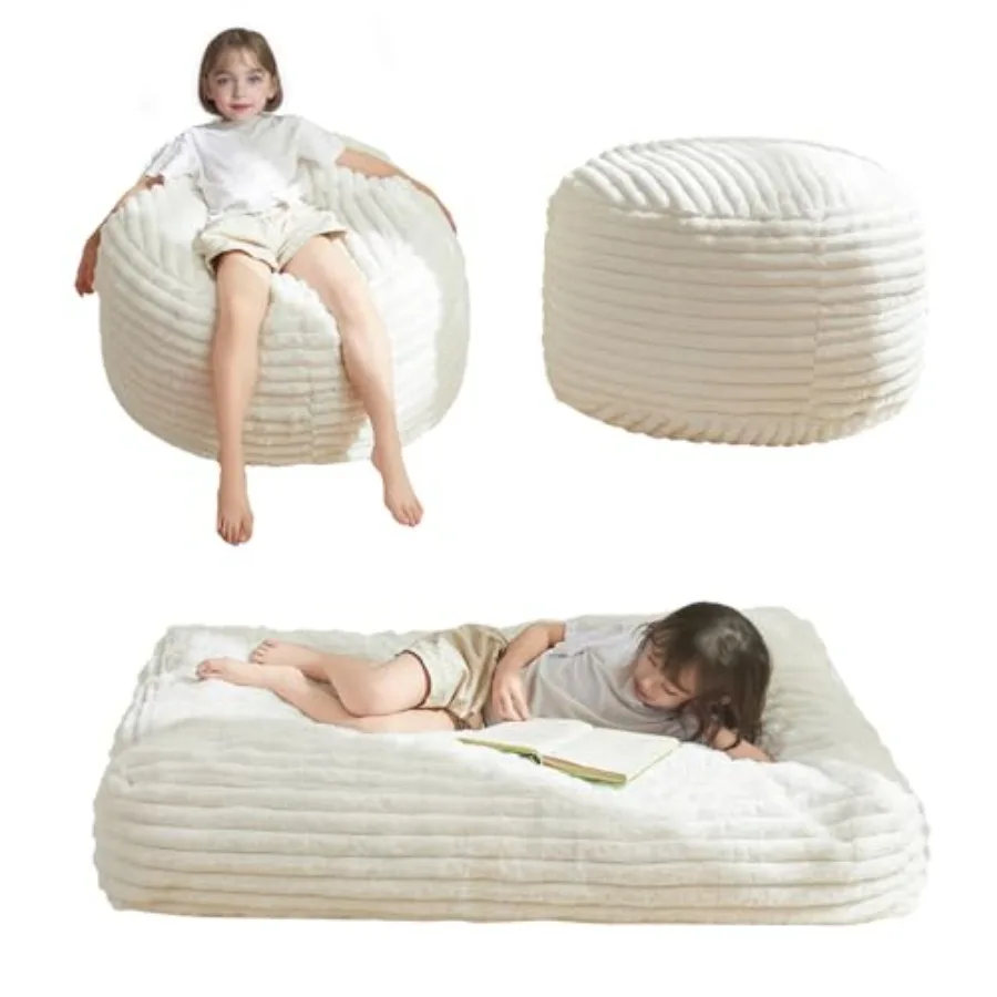 

Bean Bag Chair Bed, Convertible Chair to Floor Mattress with Filler, Bean Bag Bed Stuffed Child Sofa Couch for Girl Boy Sleepin