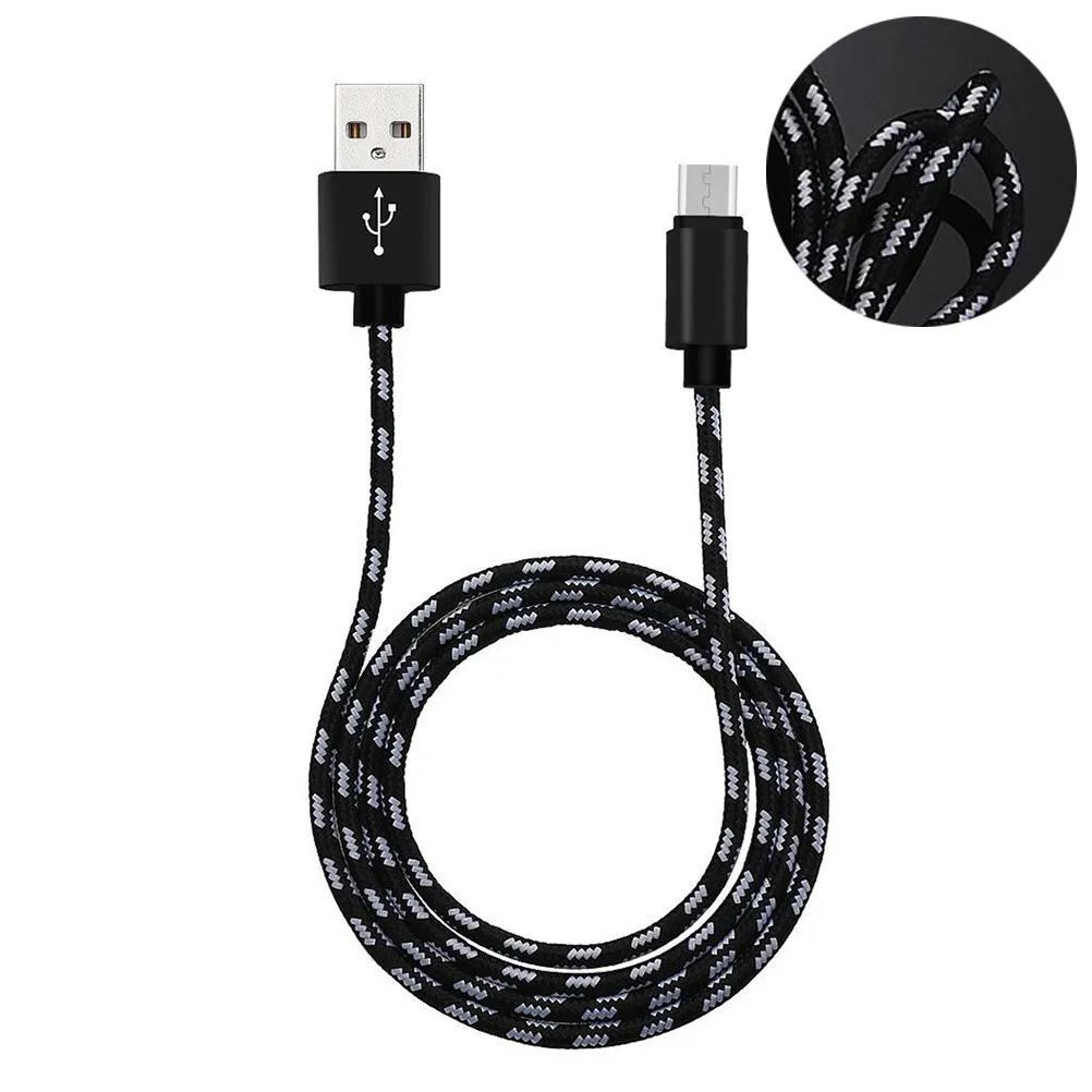 Knitted Nylon Micro USB Cable for Fast Data Transfer Charging Compatible with Samsung